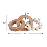 Oakrain Rustic Wood Chain Link for Home Decor, Handmade Carved 3 Link Wood Knot & Wood Beads, Natural Boho Farmhouse Table Decor, Best Housewarming Gifts (2 Pcs, 8.7inch) Oakrain