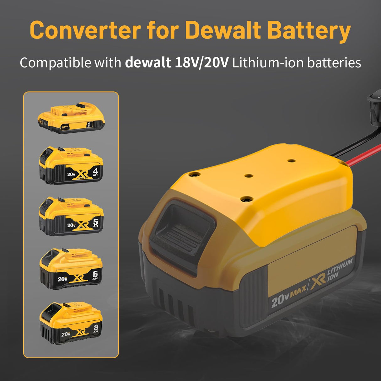 Kzreect Power Wheels Adapter for Dewalt 20V Battery Adapter, 20V Power Wheels Battery Converter Kit with Fuses Holder and Switch, Wire Terminals, 12AWG Wire for RC Car Toys Truck Adapter Set (1 Pack) Kzreect
