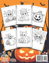 Halloween Coloring Book for kids: 50+ Very Cute and Easy Features of Various Halloween-themed Illustrations Such as Grinning Pumpkins, Cute Witches, ... (Perfect Gift Ideas For Kids Ages 2-8 and Up) Lindesa