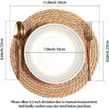 6Pcs 12" Round Woven Rattan Placemats,Natural Hand-Woven Water Hyacinth Placemats,Farmhouse Weave Place Mats,Rustic Braided Wicker Table Mats (12inch Set of 6) PPB2K