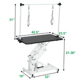 Afqxf Hydraulic Dog Grooming Table Heavy Duty for Small/Medium/Large Dogs, Pet Grooming Table with Adjustable Overhead Arm and Noose, Height Adjustable 21''-36'', 42.5''/ Black Afqxf