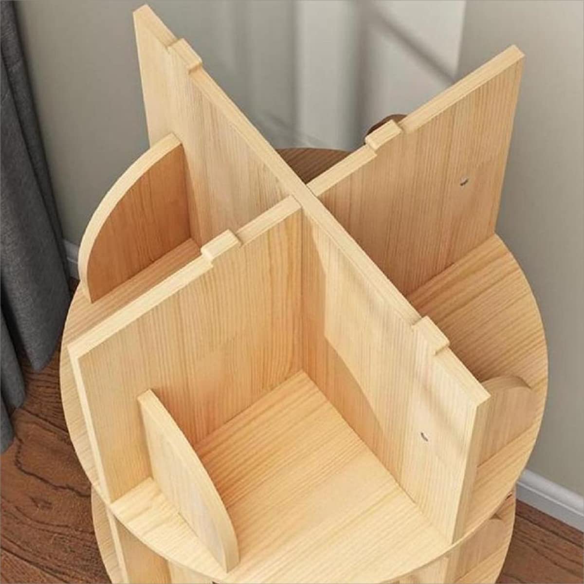 Gdrasuya10 Mini Rotating Wooden Bookshelf Organizer for Small Spaces - WoodArtSupply