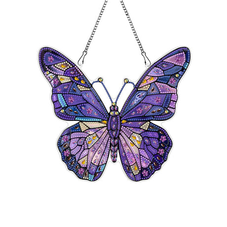 hyzsj DIY Hanging Diamond Art Pendant Painting Kit Purple Butterfly, Special Crystal Gem Craft Painting Kit Ornament hyzsj