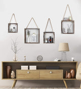 J JACKCUBE DESIGN Wall Decor Floating Hanging Square Shelves Wall Mounted Rustic Wood Cube Display Shelf Shadow Boxes Decorative Boho Home Décor for Living Room, Bedroom, Office, Set of 4 - MK571A J JACKCUBE DESIGN