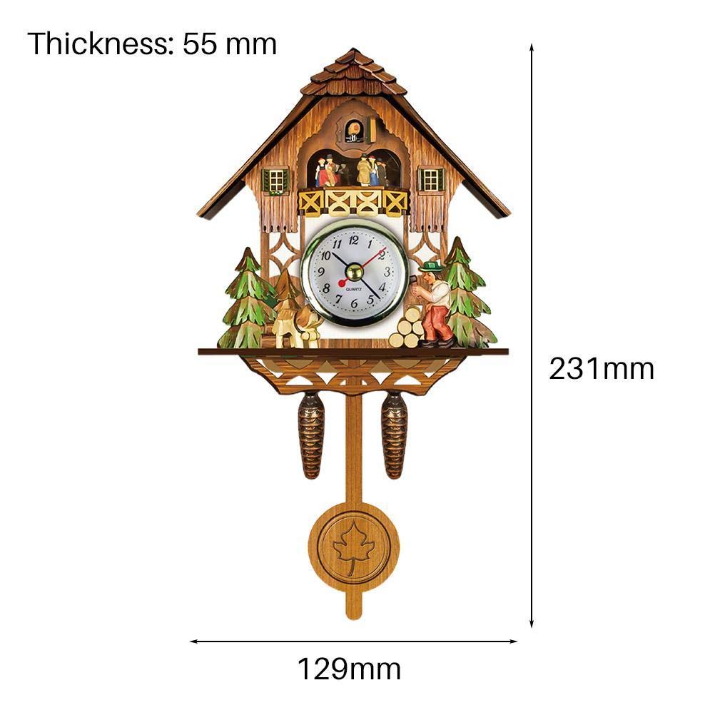 Hztyyier Antique Wooden Cuckoo Clock Traditional Northwest European Auto Swing Pendulum Home Decor Hanging Cuckoo Clock (CM001) Hztyyier