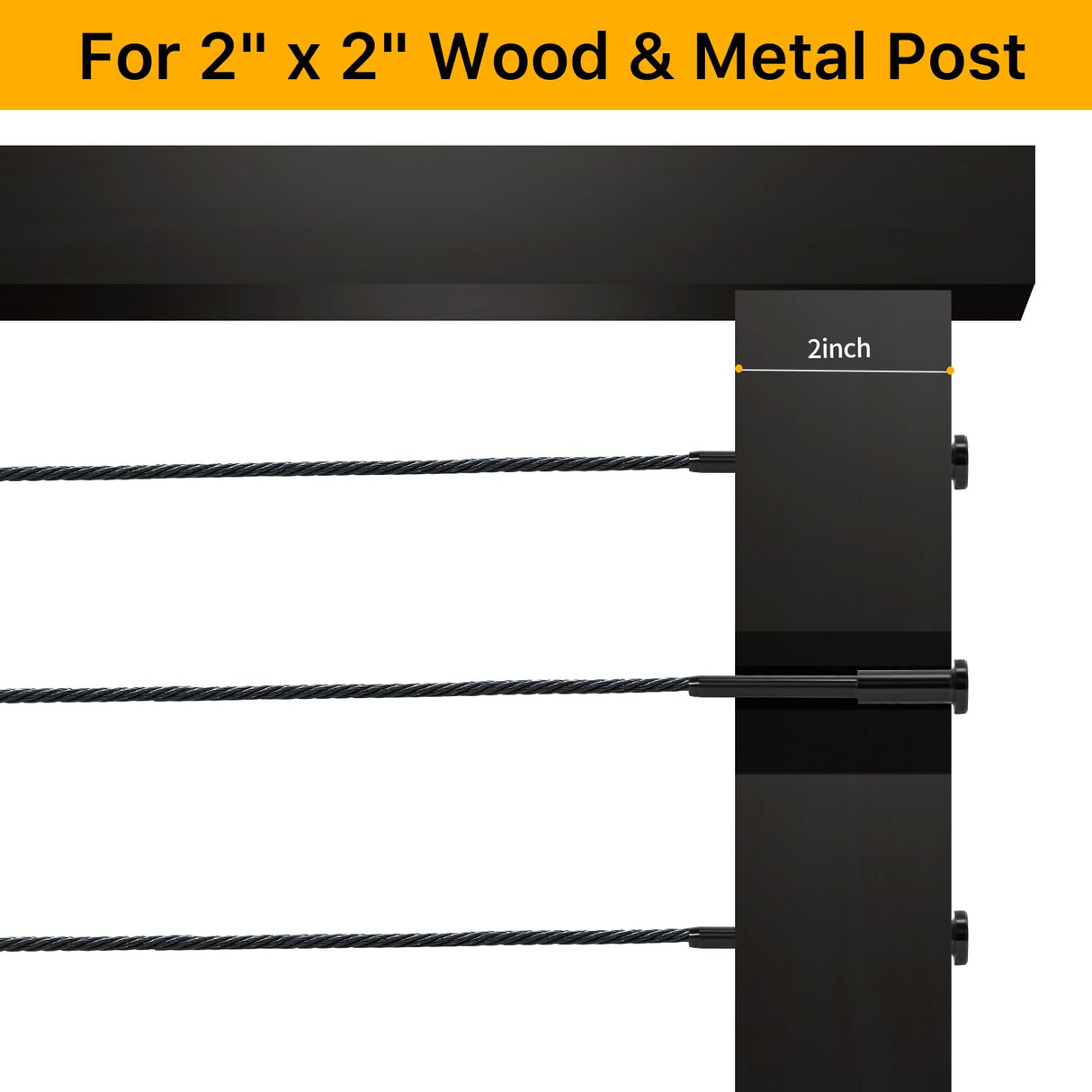 50 Pack 1/8" Black T316 Stainless Steel Invisible Cable Railing Kit，Swage Stud End for Deck, Stair, Wood & Metal Posts ，Black Cable Railing Hardware UZE
