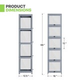 Magshion 68" Tall Curio Display Cabinet, 5 Tier Slim Corner Shelves Collection Display Case for Living Room Bedroom, Gray Magshion