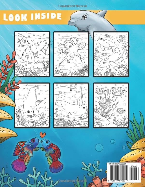 Ocean Coloring Book for Kids 4+: Sea Creature Coloring Book with Fun Facts. Under The Sea Animals. (Jelly Fish, Sharks, Dolphins, Sea Turtles, & Many More). WoodArtSupply
