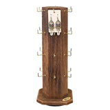 Ikee Design Free Assemble 24 Hooks Wood Hexagon 6 Sided Rotating Jewelry Display Stand Tower for Earrings,Bracelets, Keychain Earring Display Stand for Selling, Showcase, Brown Color Ikee Design