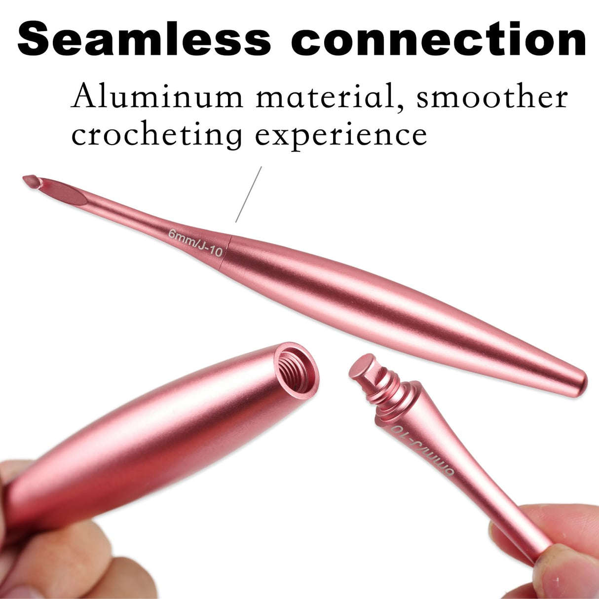 Svartur Interchangeable Crochet Hook Set with 12 Hooks – Ergonomic Crochet Hooks Large Handle, US Sizes E-4 to N-15 (3mm–10mm), Smooth & Lightweight, Crochet Kit with Storage Case, Pink Svartur