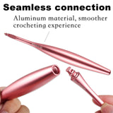 Svartur Interchangeable Crochet Hook Set with 12 Hooks – Ergonomic Crochet Hooks Large Handle, US Sizes E-4 to N-15 (3mm–10mm), Smooth & Lightweight, Crochet Kit with Storage Case, Pink Svartur