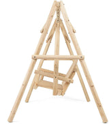 S AFSTAR Porch Swing, Outdoor Wooden Swing with A-Frame for 2 Person, Rustic Hardwood Swing Chair for Patio Garden Yard, 6.5' Wooden Swing Bench for Adult Senior Toddler, Natural S AFSTAR