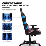 MoNiBloom Computer Chair Gaming High Back Office Gaming Chair with Headrest and Lumbar Support, PU Leather Ergonomic Racing Chair with Adjustable Height and Reclining Function for Teen Adult, Pink MoNiBloom