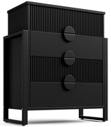LGHM Fluted Dresser for Bedroom with 4 Drawers, Modern 4 Drawers Dressers with Semicylinder Fluted, Solid Chest of Drawers, 36" Tall Dresser with Bold Steel Frame, Metal Handles, Black LGHM