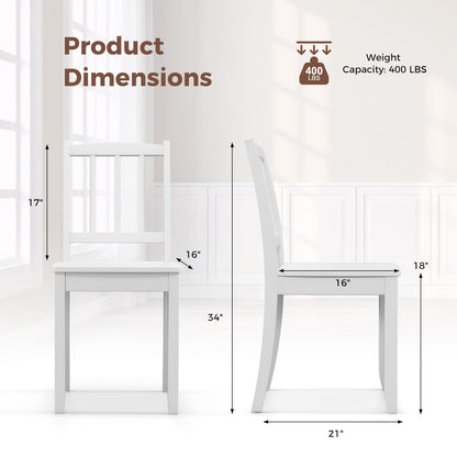 Giantex Farmhouse Dining Chairs Set of 2, Modern Kitchen Chairs w/Rubber Wood Legs & Curved Backrest, Ladder Back Diner Chairs, Wooden Side Chairs for Study, Dining Room, Load 400 LBS, White