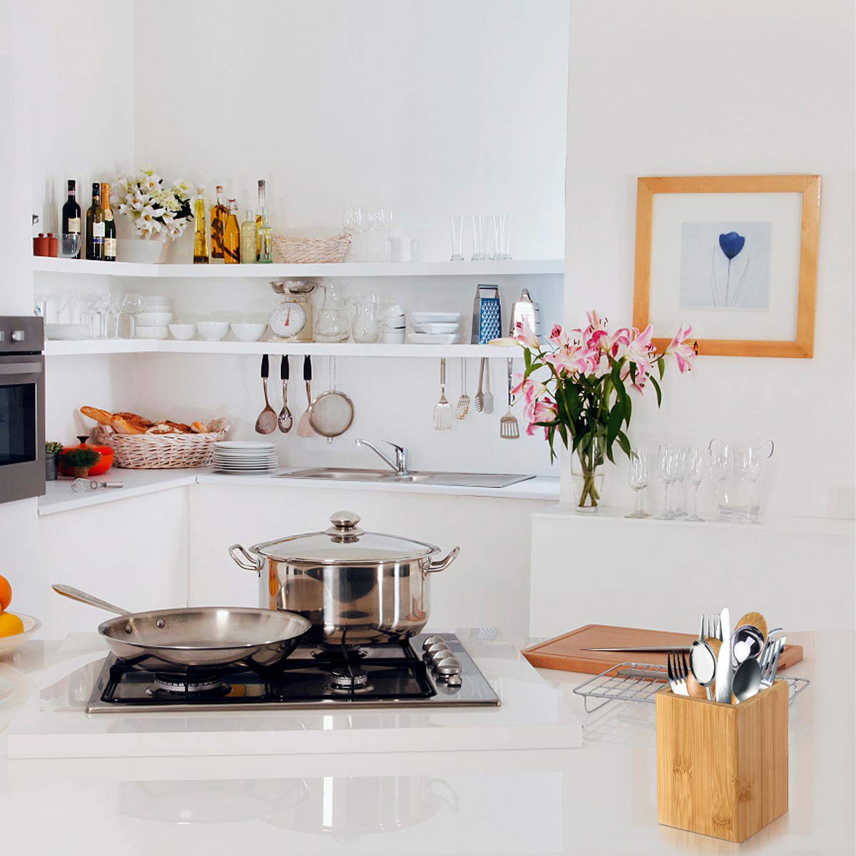 Pen Cup Holder,2 Pack Bamboo Wood Desk Pencil Holder Stand Multi Purpose Use Pencil Cup Pot Desk Accessories,Desktop Organizer Pencil Holder Ideal Gift for Office Home Cerpourt