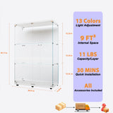 TRJQBCC 49" H 2 Doors Tempered Glass Display Cabinet with LED Light, 3-Shelf Wooden Curio Storage Cabinet with Adujust Floor Feet, Freestanding Lockable Display Storage Case Bookshelf for Home(White) TRJQBCC