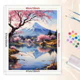 Landscape Paint by Numbers Kit for Adults - DIY Mount Fuji and Cherry Blossoms Lake Painting on Canvas 16x20 Inches, Acrylic Paint Set, Suitable for Beginners, Art for Home Decoration or Gifts DecorFriday