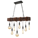 SEEBLEN 8-Lights Farmhouse Kitchen Island Pendant Light, Rustic Wood Chandeliers for Dining Room,Height Adjustable Island Light,Dining Room Bar Restaurant Cafe Pool Table. SEEBLEN