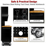 72-inch Rolling Tool Chest Cabinet Garage Workbench with 15 Storage Drawers and Wheels, 3 Upper Cabinet, Pegboard, Steel Large Tool Box for Garage Workshop, Matte Black MERXENG