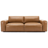 COLAMY 95" Oversized PU Leather Couch, Comfy loveseat Sofa with Extra Deep Seats, Wide Armrests and Down-Filled Cushion, 3-Seater Mid Century Modern Sofa for Living Room, Apartment Lounge (Brown) COLAMY