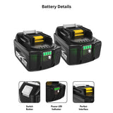 2Packs Upgraded 6.0Ah 18V BL1860B with LED Replacement Lithium-ion Battery and Charger Combo Set, Compatible with Makita 18 Volt Battery and Makita 18V Lithium-Ion Cordless Power Tools AmpoStaort