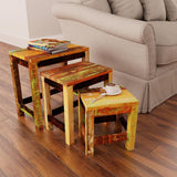 vidaXL Vintage Reclaimed Wood Nesting Table Set - Antique-Style Wooden Side Tables, Coffee Tables, or Plant Stands - Stackable, Durable, Beautiful and Unique Furniture vidaXL