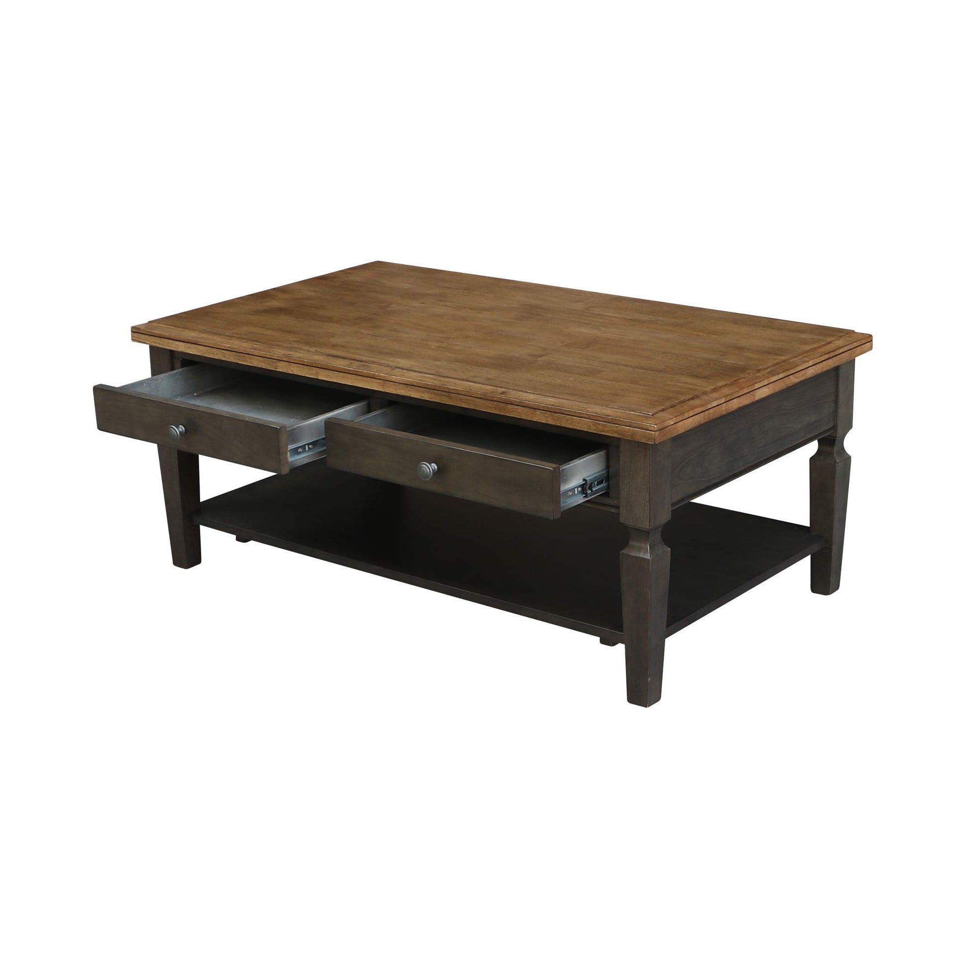 IC International Concepts Vista Coffee Table, 20", Hickory/Washed Coal - WoodArtSupply