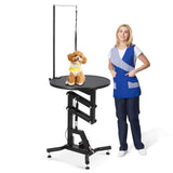 Hydraulic Lift Dog Grooming Table 24" Rotating Desktop Pet Grooming Table for Small Dogs At Home, 360° Rotating Grooming Table, Adjustable Overhead Arm & Tool Organizer Dog Grooming Station, Black GarveeLife