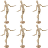 YUENPUN 6 PCS 5.5 Inch Poseable Wood Mannequin Doll, Wood Drawing Mannequin, Wood Art Mannequin Model with Base, Articulated Wood Figure Human Model for Decor, Painting, Gift YUENPUN