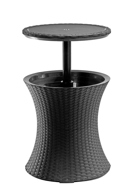 Keter Pacific Cool Bar Outdoor Patio Furniture and Hot Tub Side Table with 7.5 Gallon Beer and Wine Cooler, Dark Grey Keter