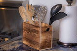 CB Accessories Utensil Holder in Rustic Wood for Kitchen Countertop Organizer and Cooking Tools Storage (Double Compartment) CB Accessories