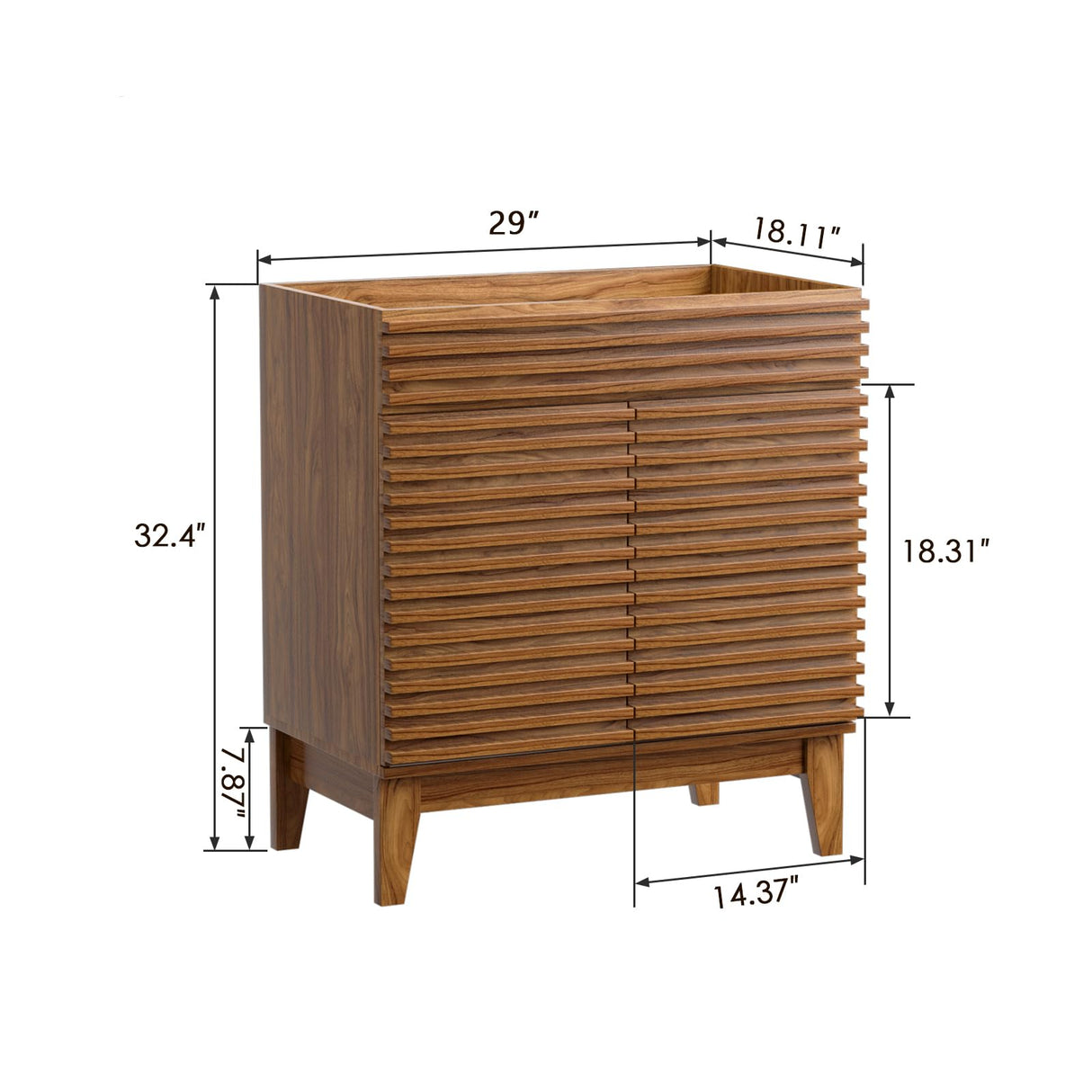 ROOMTEC 30" Bathroom Vanity, Mid-Century Freestanding Bathroom Cabinet Vanity with Storage, Particleboard Frame with Wood Grain Laminate, Walnut (Sink Basin Not Included) ROOMTEC