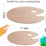 12 Pack 11.8 x 7.9 Inch Wood Oval Painting Palette Acrylic Paint Palette with Thumb Hole Clear Paint Pallet, Easy Clean Non-Stick Artist Pallet for Oil Watercolor Craft DIY Art Painting Palette Gemerglity
