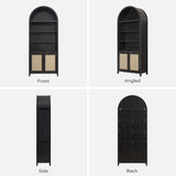 SICOTAS Book Shelf Arched Cabinet Bookshelf Arch 84.2" Tall Bookcase 5 Tier Large Bookshelves with Doors Storage Rattan Boho Wide Book Shelves Case for Living Room Kitchen Office Bedroom Library SICOTAS