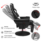 Modern-Depo Queen Throne Racing Gaming Chair, Comfortable Ergonomic Recliner, High Back Swivel Chair with RGB Lights, Footrest, Backrest, Massage Lumbar Support, Headrest and Cupholders, Black White Modern-Depo