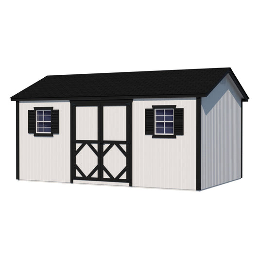 Little Cottage Co. 12x24 Classic Workshop Shed with Windows, Outdoor Wood Storage Do-It-Yourself Precut Kit - WoodArtSupply