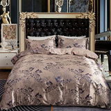 Bedding Set Luxury Satin Bedding Set 2/3PCS Neoclassical Style Jacquard Duvet Cover Set 1 Quilt Cover + 1/2 Pillowcase Single Twin Full Queen King Size Full bed set ( Color : A , Size : US-Queen 228X2 HASMI