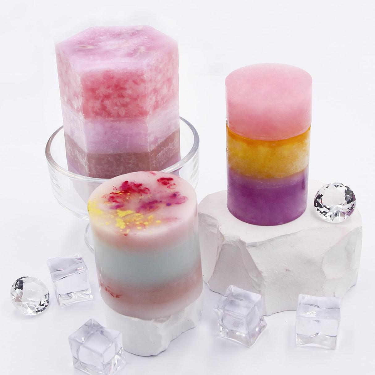 EuTengHao Cylinder & Hexagon Candle Silicone Resin Mold for Scented Candle, Soap - Reusable, Fashionable & Easy Release for DIY Crafts, Home Decoration, Holiday Gifts (6 Packs) EuTengHao