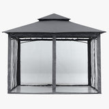 ABCCANOPY Gazebos for Patios 10x10 - Outdoor Steel Frame Gazebo with Mosquito Netting for Lawn Backyard Garden Deck (Dark Gray) ABCCANOPY