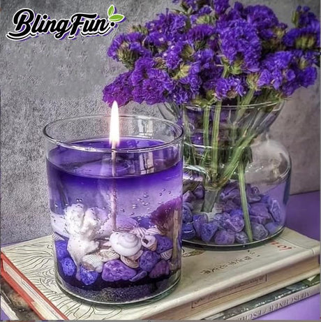 Blingfun Gel Wax for Candle Making with 4 pcs Jelly Wax,50pcs Candle Wicks & 50pcs Stickers Candle Wax for Candle Making,Handcraft Scented Candles Supplies Blingfun