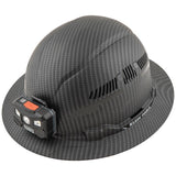 Klein Tools 60347 Hard Hat, Vented Full Brim, Class C, Premium KARBN Pattern, Rechargeable Lamp, Padded Sweat-Wicking Sweatband, Top Pad Klein Tools