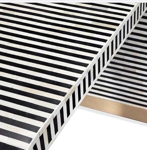 HANSA IT'S WORTH IT Handmade Striped Waterfall Bone Inlay Console Table with Clean Curved Edges Exquisite Sturdy Unique Exotic Design Table for Living Room Entryway Dining Room Decor-Black(30x36x16in) HANSA IT’S WORTH IT