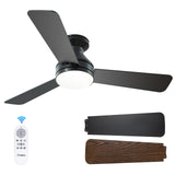 Amico Ceiling Fans with Lights, 42 inch Low Profile Ceiling Fan with Light and Remote Control, Flush Mount, Reversible, 3CCT, Dimmable, Noiseless, Black Ceiling Fan for Bedroom, Indoor/Outdoor Use Amico