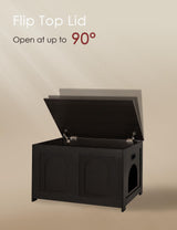 DINZI LVJ Cat Litter Box Enclosure, Flip Top Litter Box Furniture, Hidden Cat Washroom, Wooden House, End Side Table, 31.5" L x 19.7" W x 19.7" H, Sturdy and Easy to Assemble, Espresso DINZI LVJ