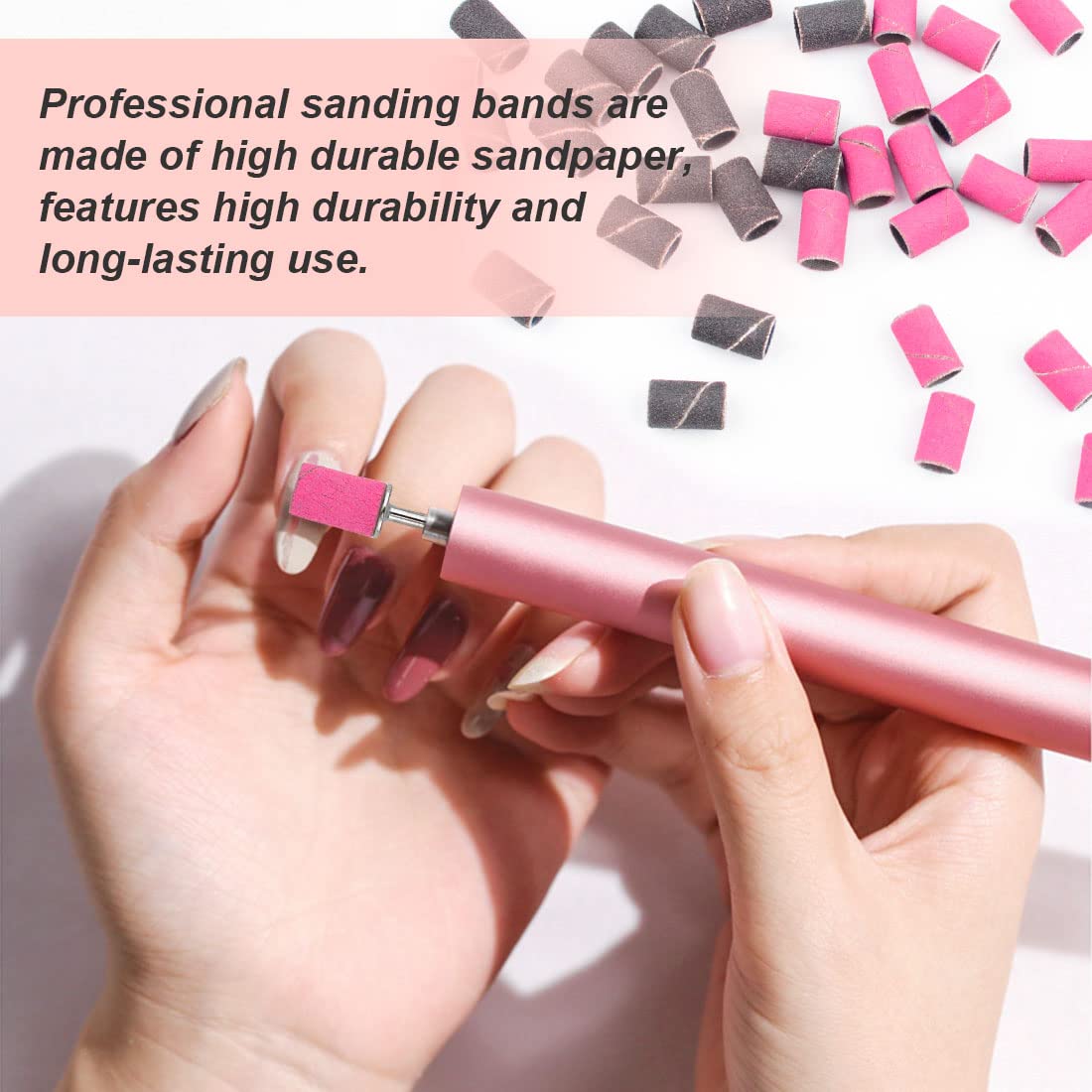 Rolybag Sanding Bands for Nail Drill Nail Sanding Bands Professional Sanding bit Nails 240 Pieces 4 Color Coarse Fine Grit Efile Sand Set 80#120#180#240# 2 Pieces Nail Drill Bits Rolybag