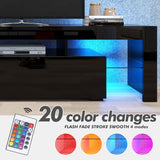 Black TV Stand with 2 Storage and 3 Open Shelves High Gloss LED TV, TV Entertainment Center TV Console Media Gaming TV Table Stands for Up 50 to 70 Inch Hangoo