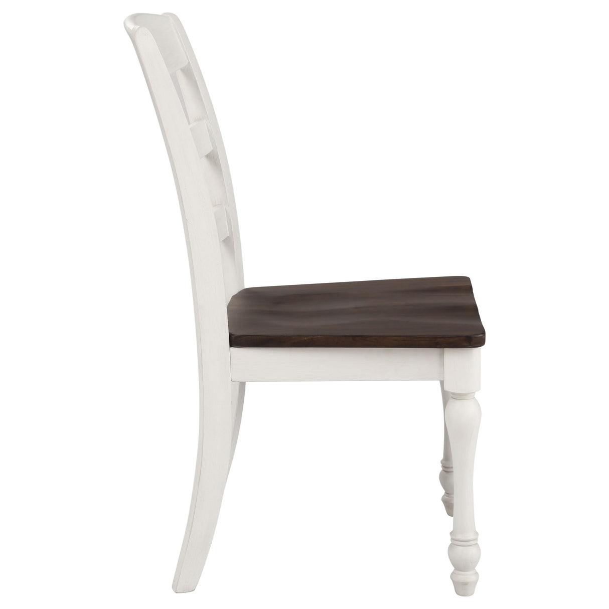 Coaster Home Furnishings - Madelyn - Wood - Set of 2 Farmhouse Dining Side Chairs with Ladder Backs, Saddles, Scooped Seats and Turned Legs - Dining Room - Coastal White and Dark Cocoa - 110382 Coaster Fine Furniture