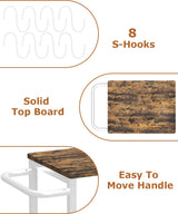 Sungaryard 3-Tier Rolling Kitchen Cart Microwave Stand on Wheel, Movable Coffee Bar Cart with Metal Handle, Bakers Rack with 8 Hooks Utility Cart for Living Room, Bedroom, Bathroom, Office, White Sungaryard