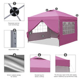 GDY 10x10ft Pop-up Paint Tent, Pink Canopy Tent, Instant Shelter Portable Outdoor Canopies with 4 Removable Side Walls. GDY